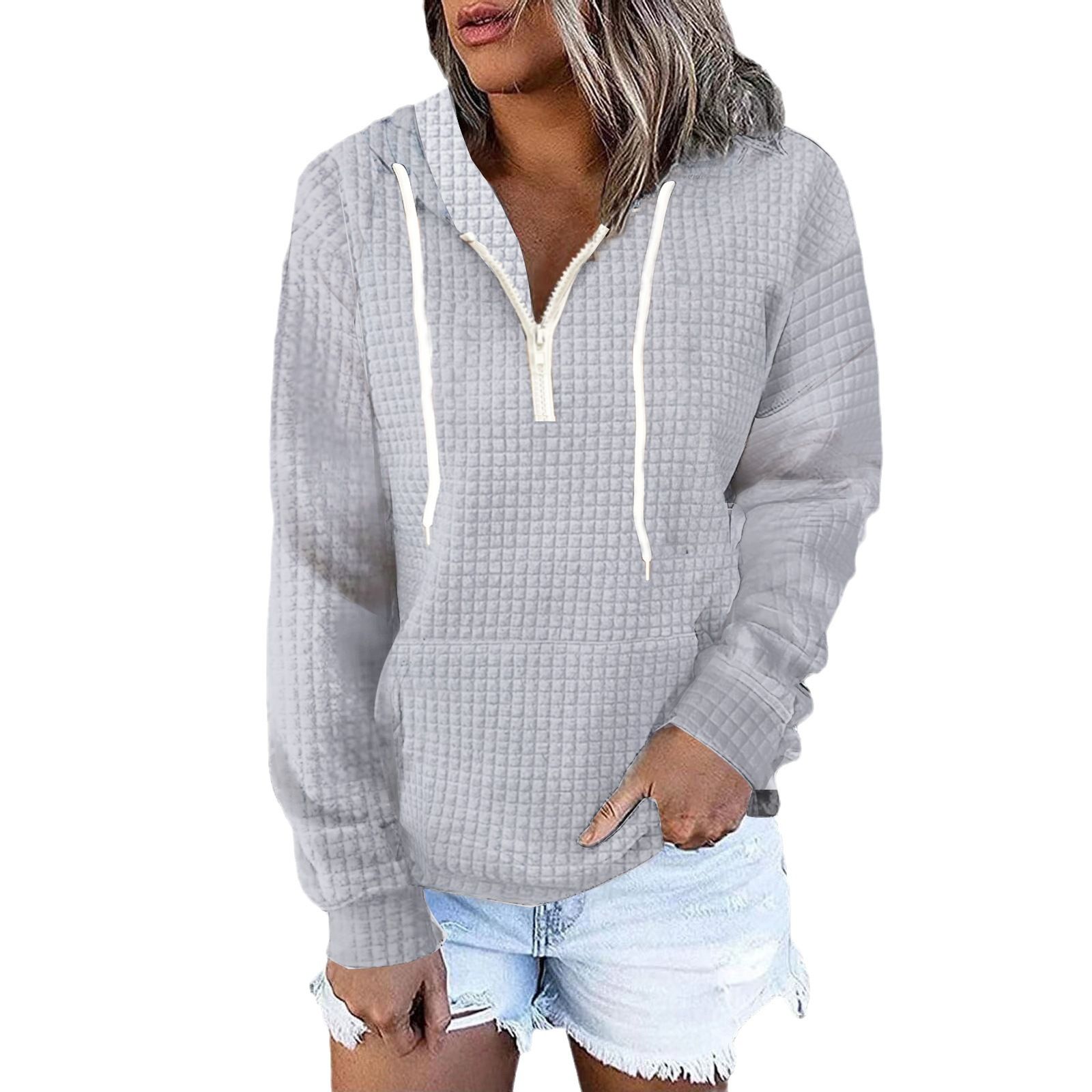 hoodie 80% cotton 20% polyester heavyweight fleece plain women hoodies quarter zip hoodies  T-Shirts
