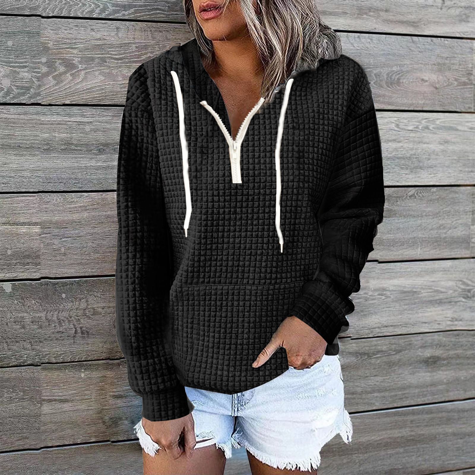 hoodie 80% cotton 20% polyester heavyweight fleece plain women hoodies quarter zip hoodies  T-Shirts
