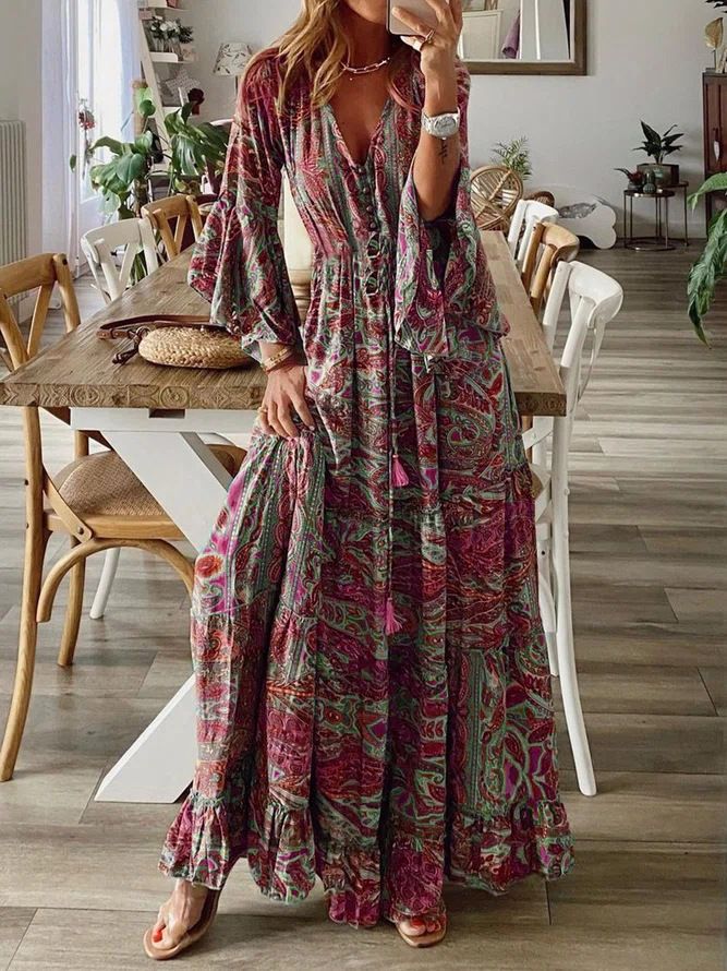 Summer beach wear Indian silk sari maxi dress- ladies long frill dress-wholesale maxi dress