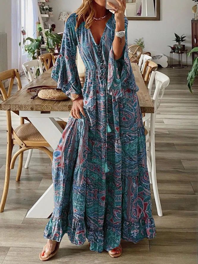 Summer beach wear Indian silk sari maxi dress- ladies long frill dress-wholesale maxi dress