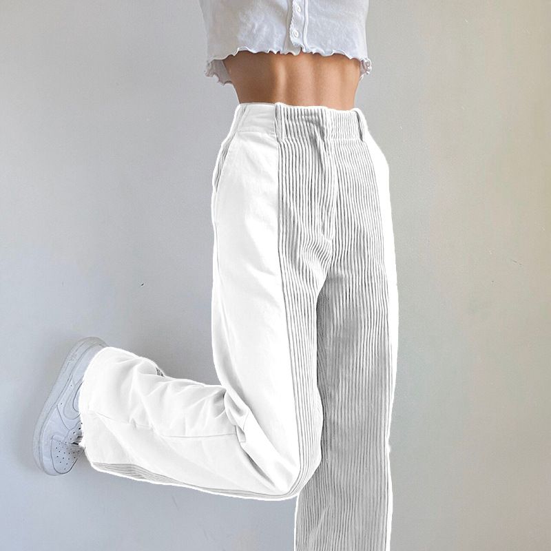 New arrival corduroy pant winter thicken warm casual trousers for women autumn wide leg pants Jeans