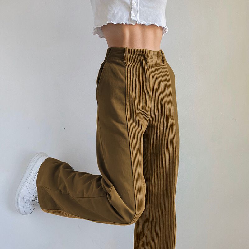 New arrival corduroy pant winter thicken warm casual trousers for women autumn wide leg pants Jeans