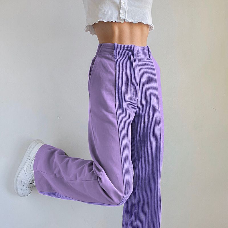 New arrival corduroy pant winter thicken warm casual trousers for women autumn wide leg pants Jeans