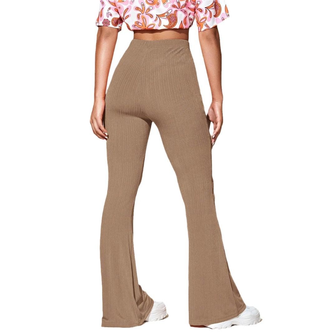 Now Arrival Women's Sexy High Waist Casual Loose Pants & Trouse rs Solid Wide Knit Leg Pant Wide Leg Flare Sport Yoga Pants Women  Jeans