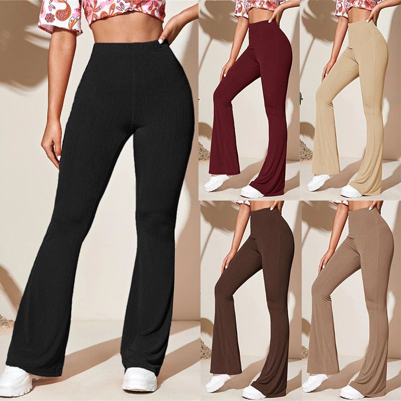 Now Arrival Women's Sexy High Waist Casual Loose Pants & Trouse rs Solid Wide Knit Leg Pant Wide Leg Flare Sport Yoga Pants Women  Jeans