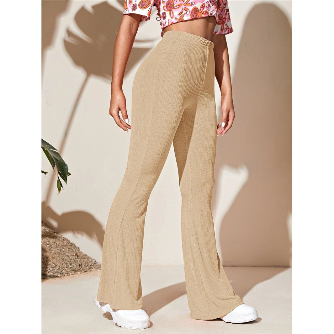 Now Arrival Women's Sexy High Waist Casual Loose Pants & Trouse rs Solid Wide Knit Leg Pant Wide Leg Flare Sport Yoga Pants Women  Jeans