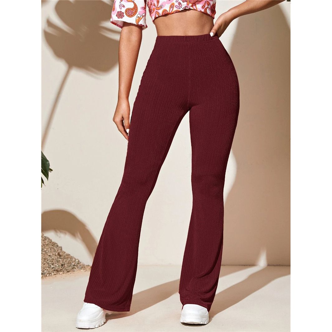 Now Arrival Women's Sexy High Waist Casual Loose Pants & Trouse rs Solid Wide Knit Leg Pant Wide Leg Flare Sport Yoga Pants Women  Jeans