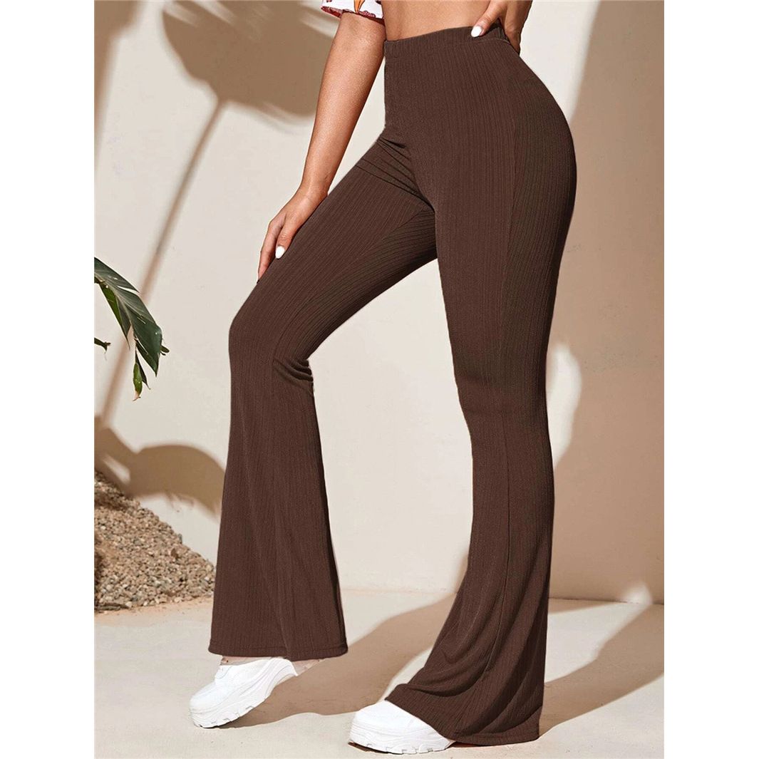 Now Arrival Women's Sexy High Waist Casual Loose Pants & Trouse rs Solid Wide Knit Leg Pant Wide Leg Flare Sport Yoga Pants Women  Jeans