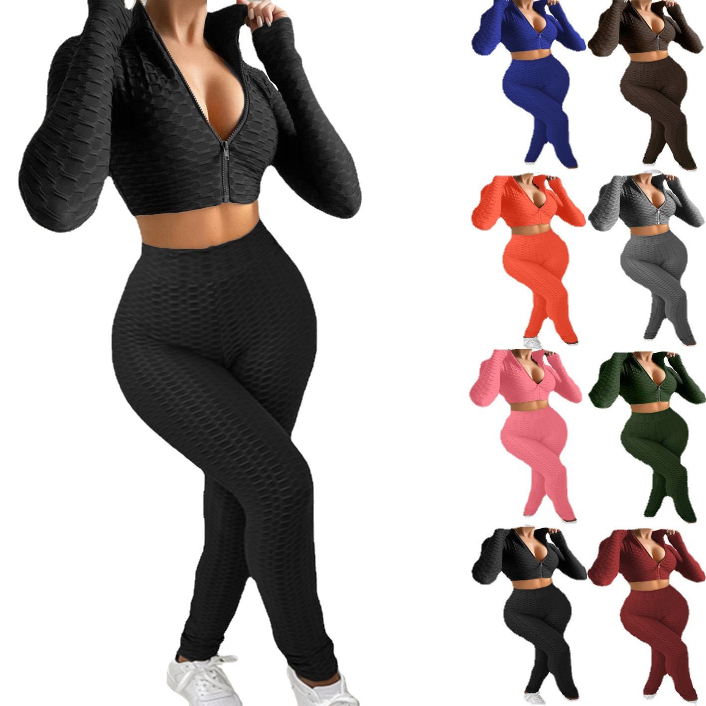Sportswear Women High Waist Fitness Workout Clothing Two Piece Yoga Sets Biustonosz And Leggins Yoga Set  Two-Piece Outfits