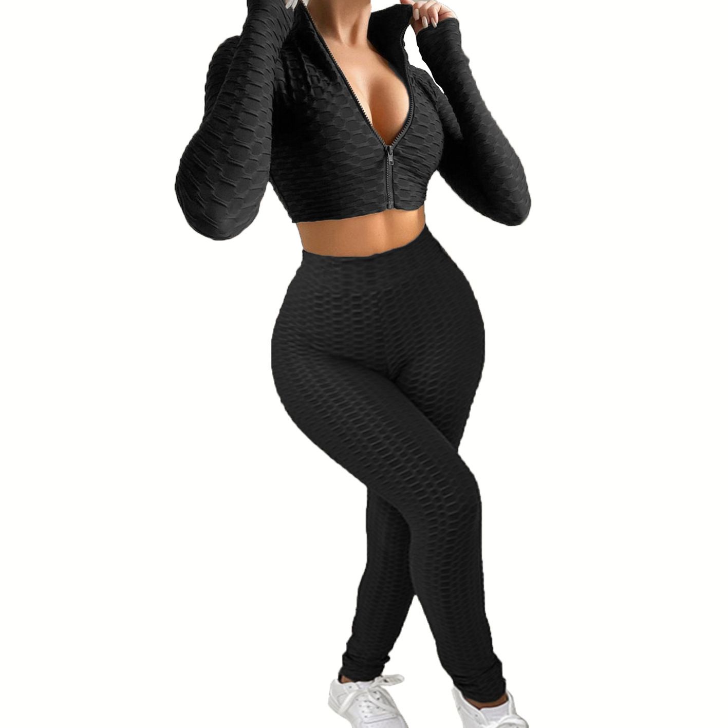 Sportswear Women High Waist Fitness Workout Clothing Two Piece Yoga Sets Biustonosz And Leggins Yoga Set  Two-Piece Outfits