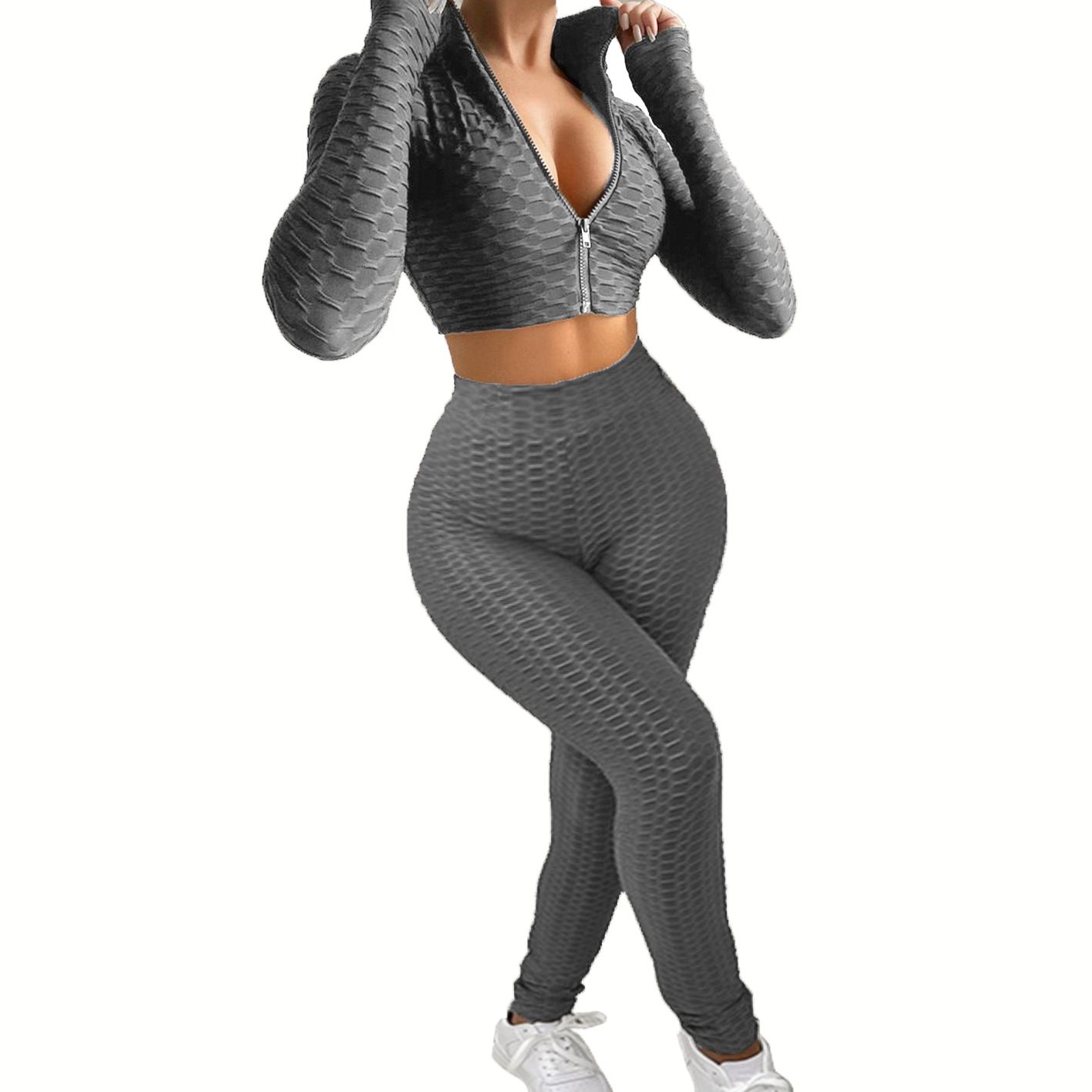 Sportswear Women High Waist Fitness Workout Clothing Two Piece Yoga Sets Biustonosz And Leggins Yoga Set  Two-Piece Outfits