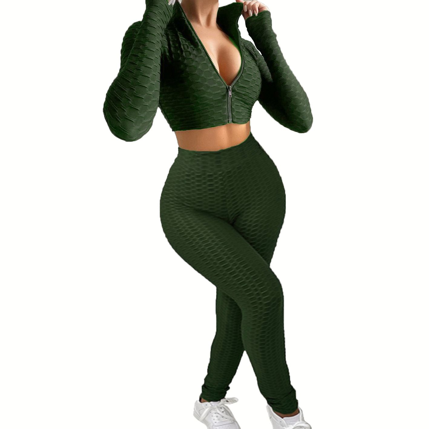 Sportswear Women High Waist Fitness Workout Clothing Two Piece Yoga Sets Biustonosz And Leggins Yoga Set  Two-Piece Outfits