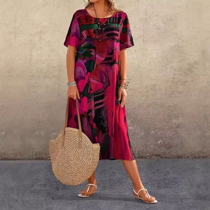 New Casual Dresses Women Elegant Sexy Pohutukawa Flowers Design Elegant Plus Size Dress Customized Elegant Office Ladies Dresses
