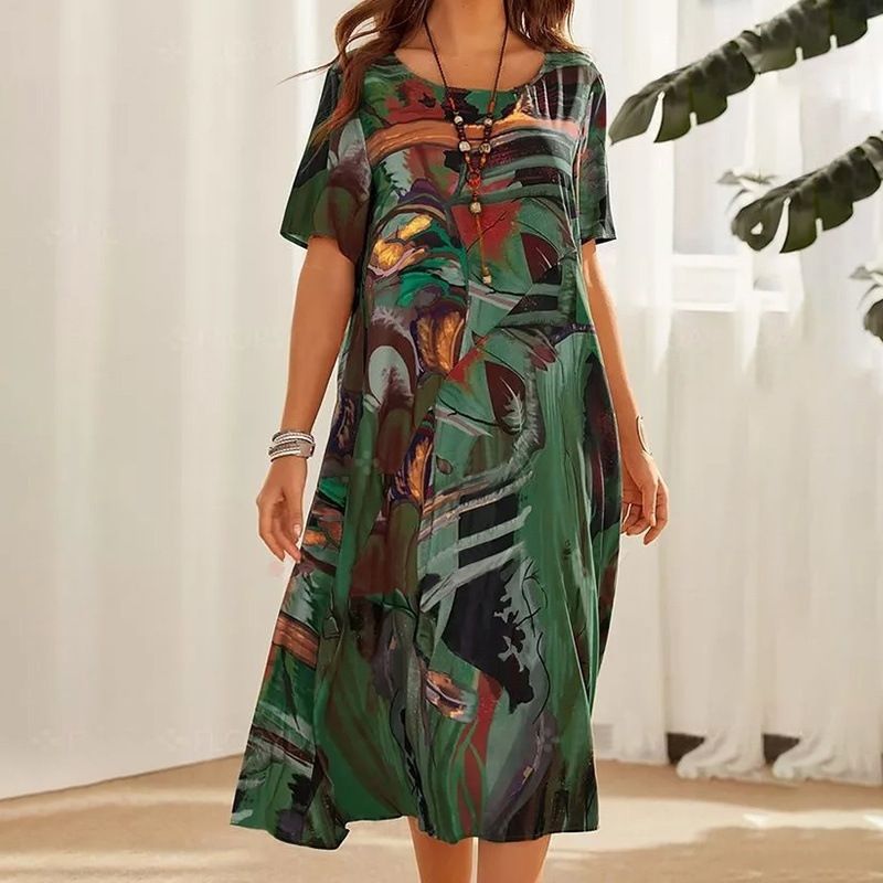 New Casual Dresses Women Elegant Sexy Pohutukawa Flowers Design Elegant Plus Size Dress Customized Elegant Office Ladies Dresses