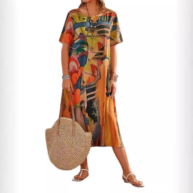 New Casual Dresses Women Elegant Sexy Pohutukawa Flowers Design Elegant Plus Size Dress Customized Elegant Office Ladies Dresses