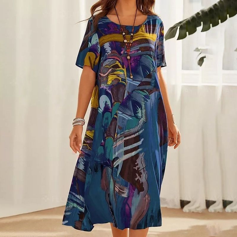 New Casual Dresses Women Elegant Sexy Pohutukawa Flowers Design Elegant Plus Size Dress Customized Elegant Office Ladies Dresses