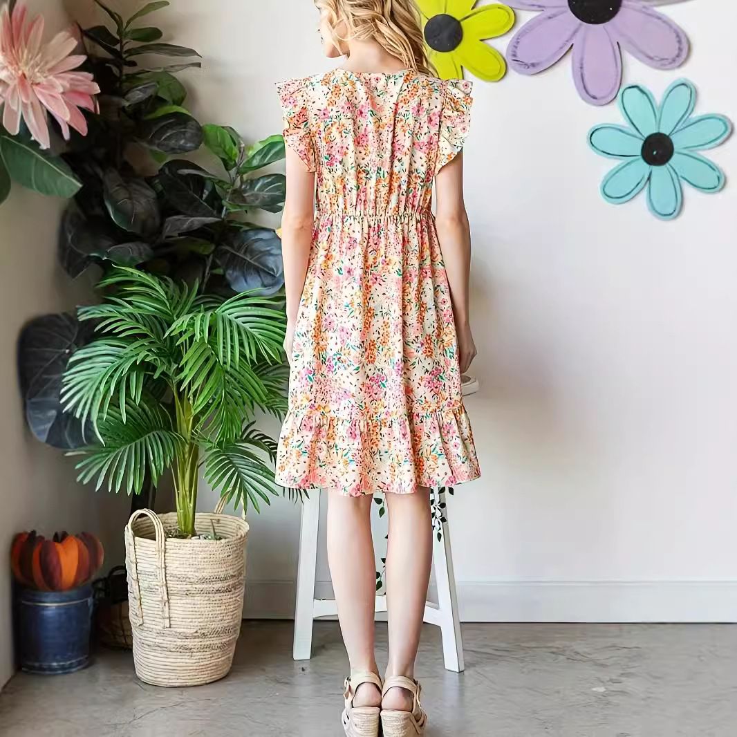 Wholesale New Fashion V-Neck High Quality Sexy Natural Modest Woman Elegant Casual Dress