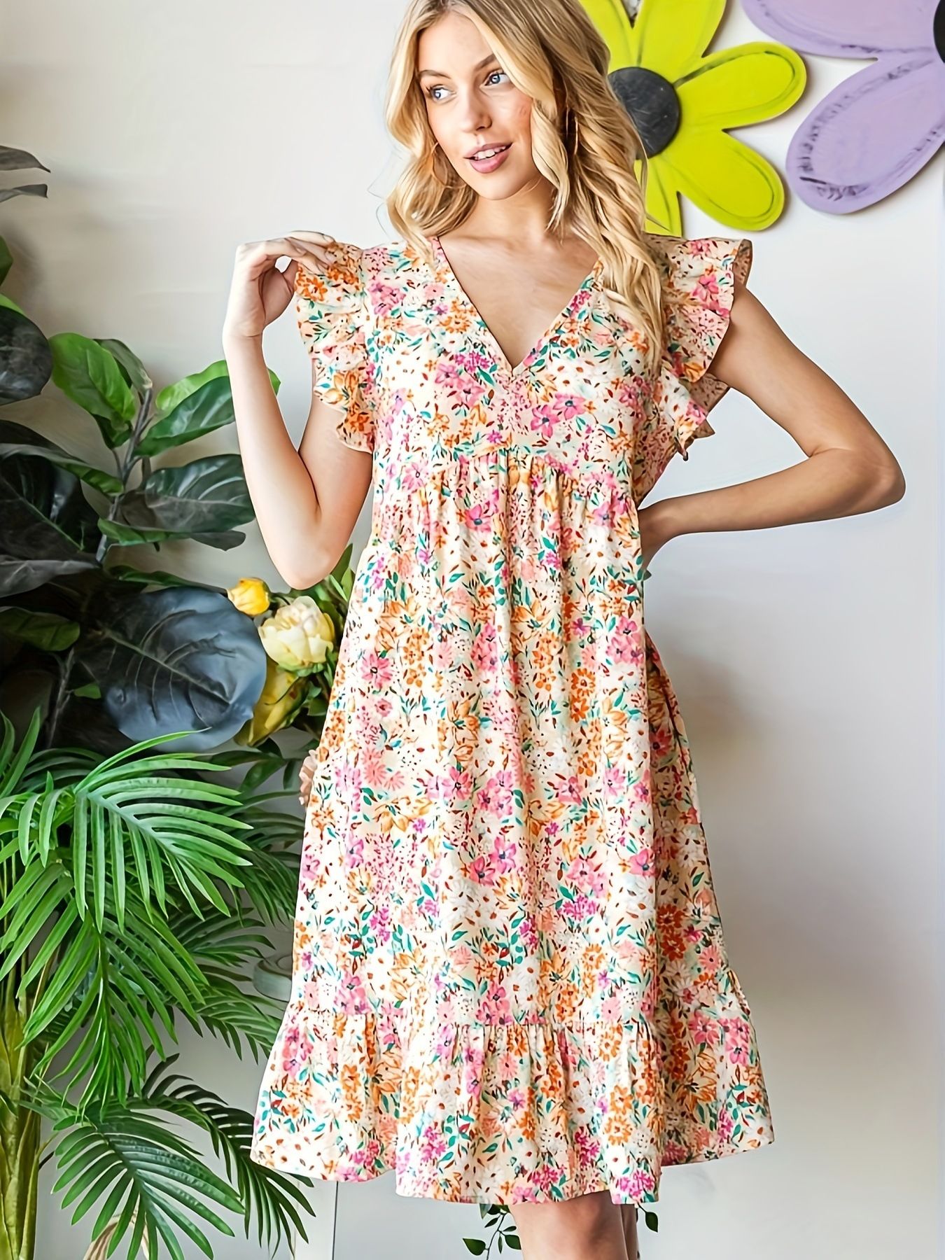 Wholesale New Fashion V-Neck High Quality Sexy Natural Modest Woman Elegant Casual Dress