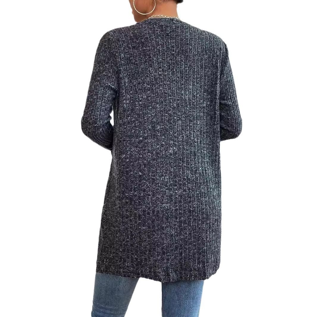 Women cropped Ribbed Long Sleeve Solid Color Basic Knit Cardigan jacket Ribbed Open Front Sweater Women Cardigan Sweaters coat