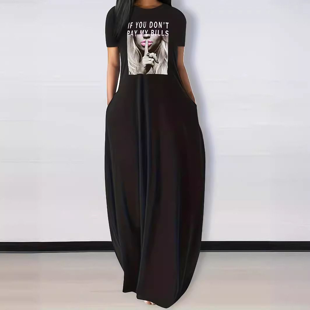 popular products New Summer Characteristic Letter Print Casual Style Short Sleeve graphic t-shirt women  Dresses