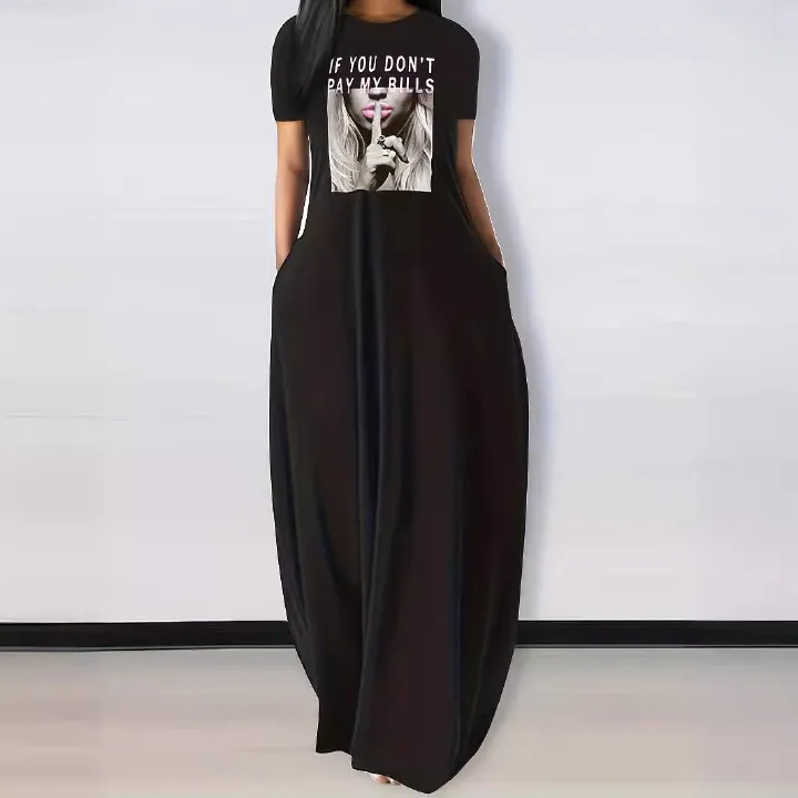 popular products New Summer Characteristic Letter Print Casual Style Short Sleeve graphic t-shirt women  Dresses