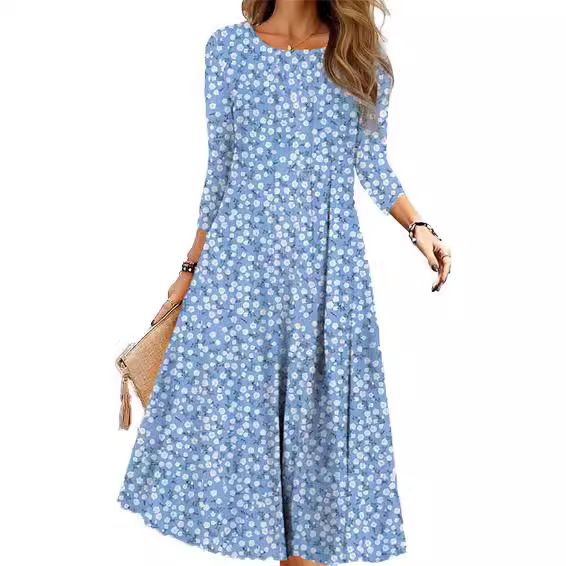 Southeast Asia ruffled Muslim print skirt Long skirt islamic women dresses abaya floral muslim modest dress