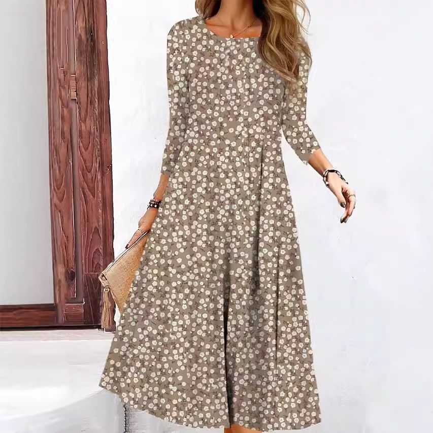 Southeast Asia ruffled Muslim print skirt Long skirt islamic women dresses abaya floral muslim modest dress