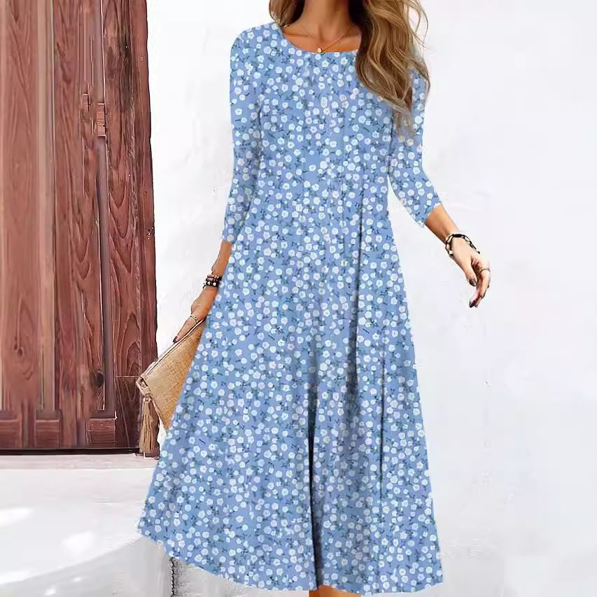 Southeast Asia ruffled Muslim print skirt Long skirt islamic women dresses abaya floral muslim modest dress