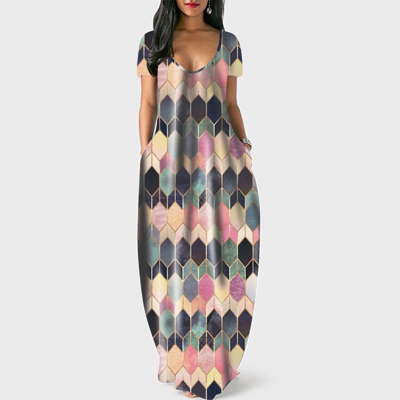 New design summer casual printed pretty figure women long dress sleeveless sling casual plus size lady dress