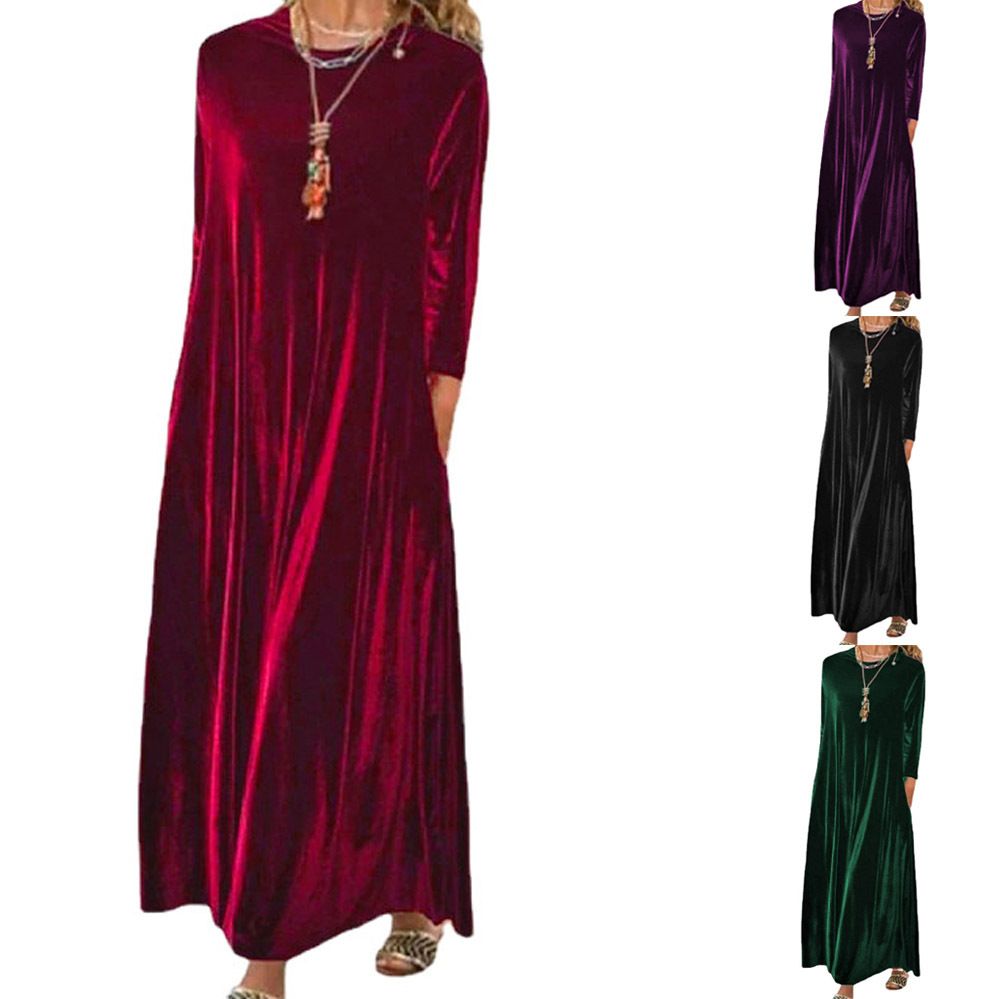 Manufacture velvet elegant maxi women winter dresses long sleeve turkey winter dresses women > Dresses