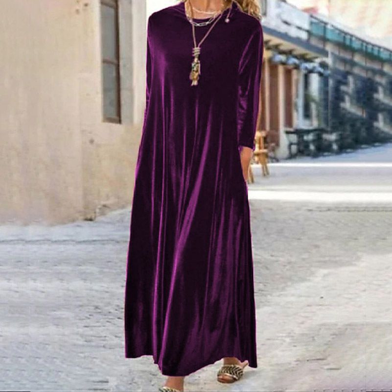 Manufacture velvet elegant maxi women winter dresses long sleeve turkey winter dresses women > Dresses