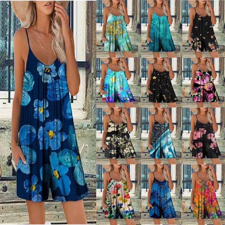 Hot Sell Black Background Yellow Flower Print Top Slips and Pants Ladies Pajamas Manufacturer Plus Size  > Jumpsuits & Rompers
