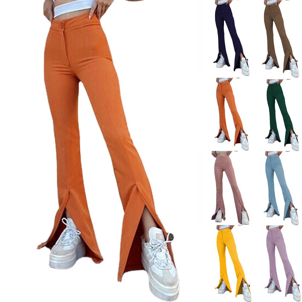 New slim trousers slim high waist split flared pants wholesale women's trousers Pants