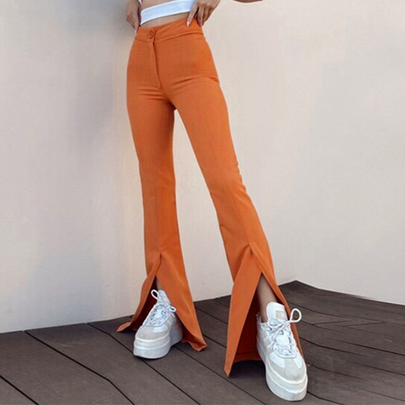 New slim trousers slim high waist split flared pants wholesale women's trousers Pants
