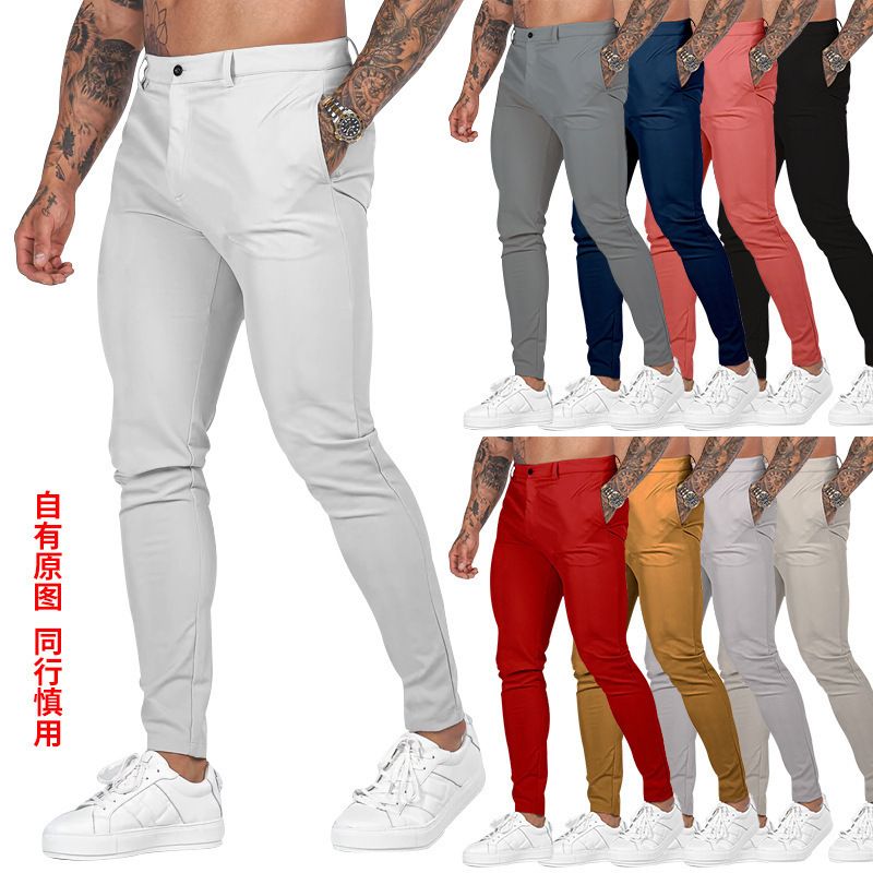 Men's outdoor leisure slim fit solid color straight leg sports workwear pants Jeans