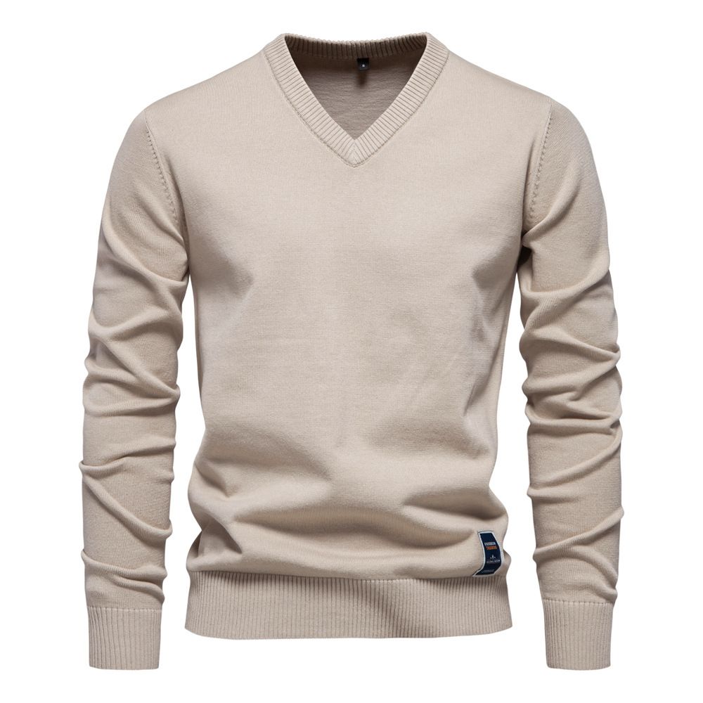 Hot Selling mans knitwear Autumn/Winter New Cotton Solid Color Sweater V-neck Trendy Men's Sweater Men's Knitted Sweater