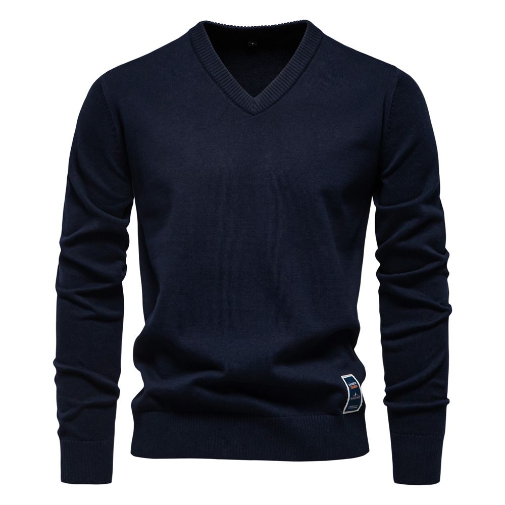 Hot Selling mans knitwear Autumn/Winter New Cotton Solid Color Sweater V-neck Trendy Men's Sweater Men's Knitted Sweater