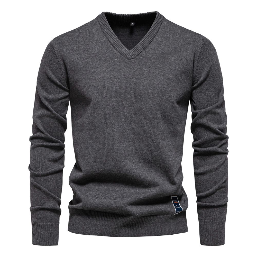 Hot Selling mans knitwear Autumn/Winter New Cotton Solid Color Sweater V-neck Trendy Men's Sweater Men's Knitted Sweater