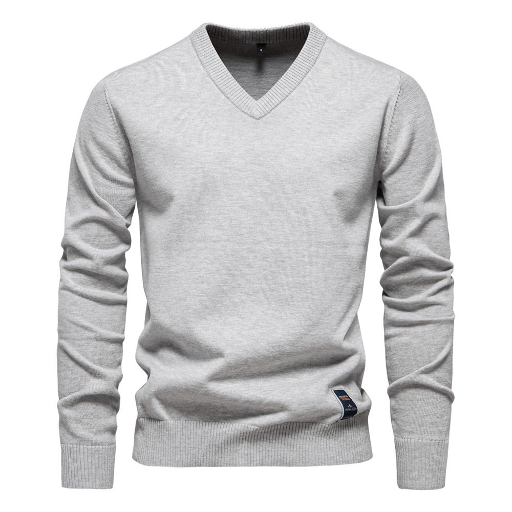 Hot Selling mans knitwear Autumn/Winter New Cotton Solid Color Sweater V-neck Trendy Men's Sweater Men's Knitted Sweater