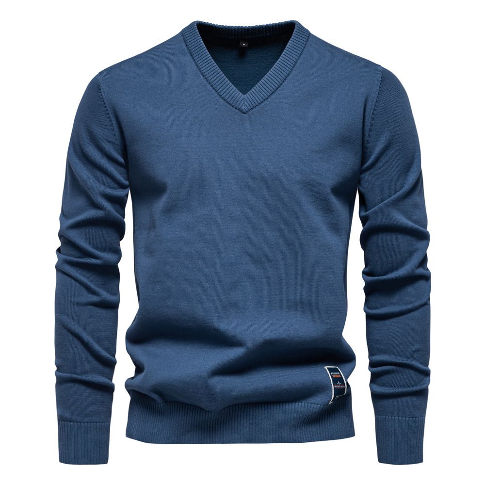 Hot Selling mans knitwear Autumn/Winter New Cotton Solid Color Sweater V-neck Trendy Men's Sweater Men's Knitted Sweater
