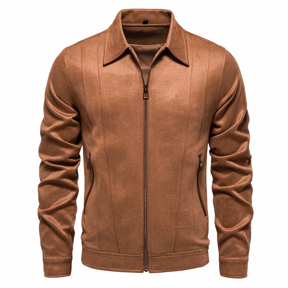 Wholesale new autumn and winter solid color lapel casual outdoor suede men's jacket Coats