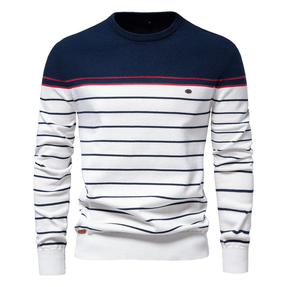 High quality men's sweater Winter Long Sleeve knitwear Crew Neck Sweater Casual Striped sweater For Men Sweaters