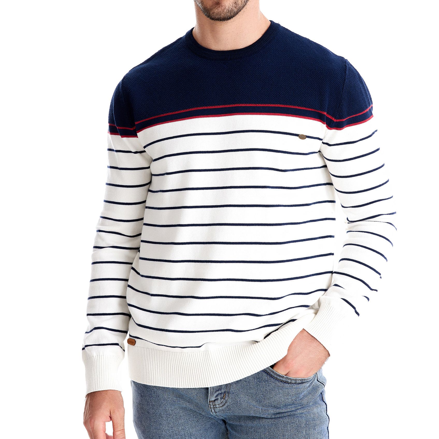 High quality men's sweater Winter Long Sleeve knitwear Crew Neck Sweater Casual Striped sweater For Men Sweaters