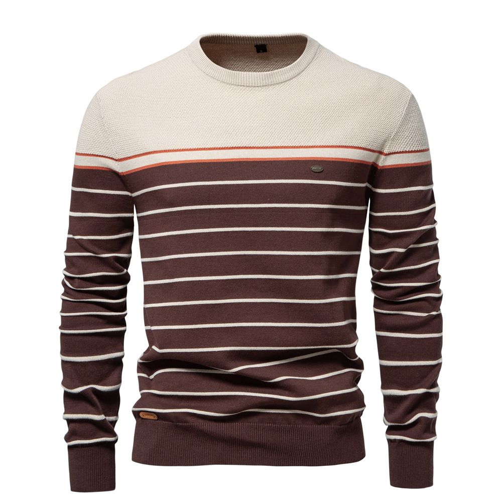 High quality men's sweater Winter Long Sleeve knitwear Crew Neck Sweater Casual Striped sweater For Men Sweaters