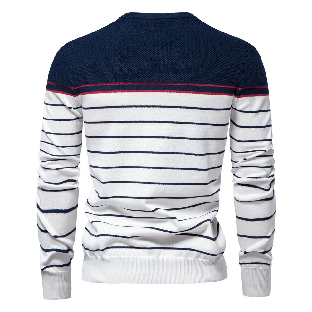 High quality men's sweater Winter Long Sleeve knitwear Crew Neck Sweater Casual Striped sweater For Men Sweaters