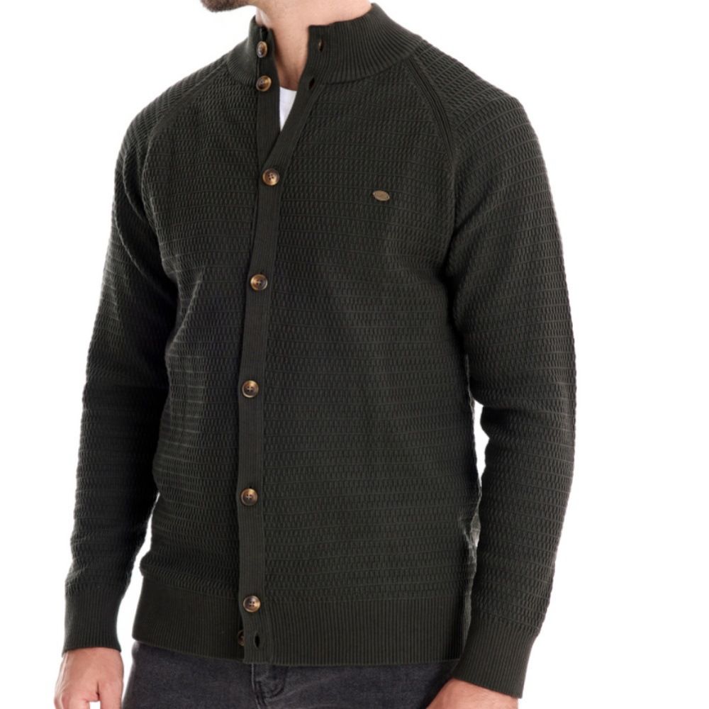 Knitted Mens Cardigan Cotton High Quality Button Mock Neck Sweater for Men New Winter Fashion Designer Cardigans Men  Coats