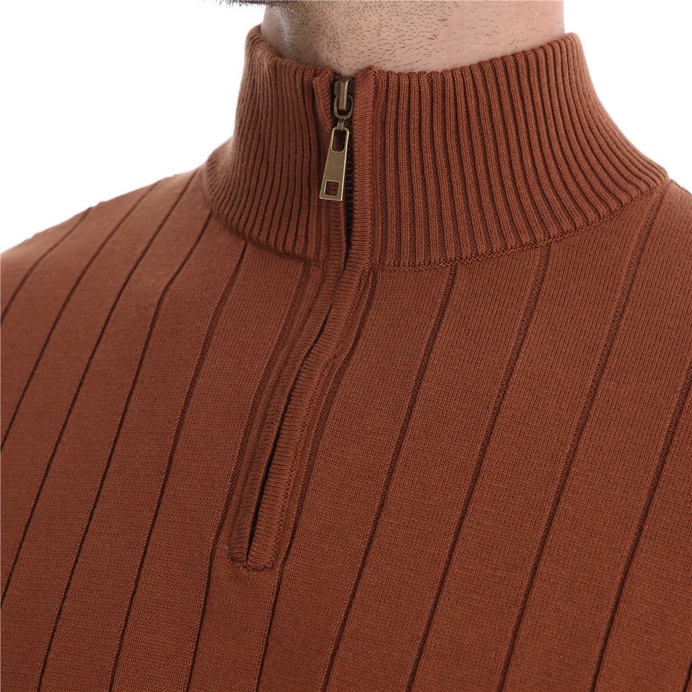 Autumn and winter new European size stand collar men's sweater half zip solid color sweater quality men's wear  Sweaters