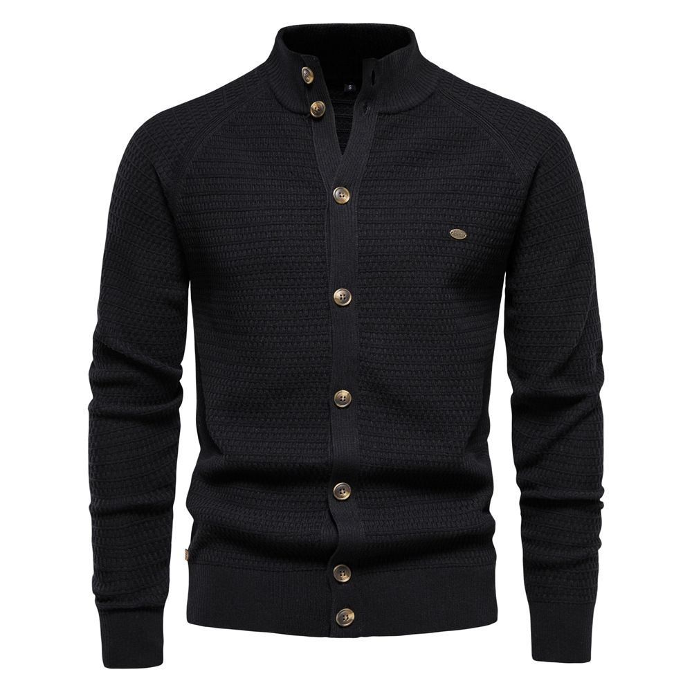 Autumn and winter new trend solid color cardigan men's sweater business high-quality versatile sweater knitted sweater