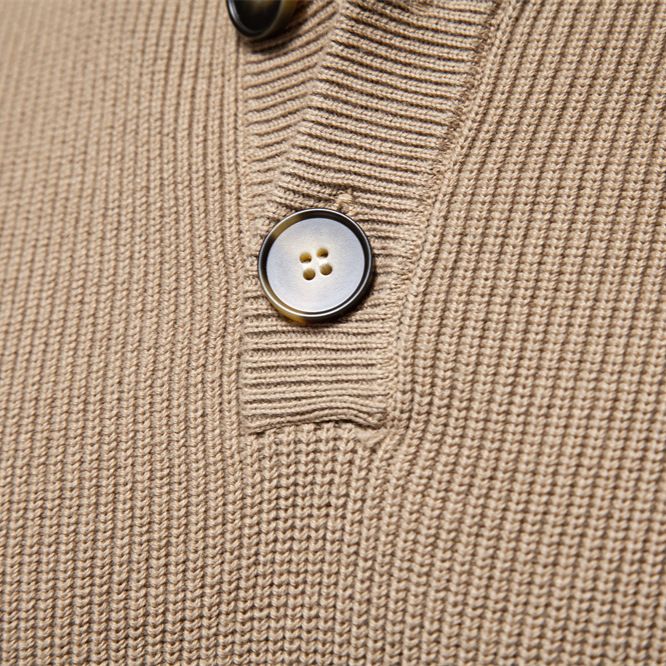Fashion Knitted 100% Cashmere Men's Pullover Sweater Ribbed Turtleneck Jumper with Half Button Sweaters
