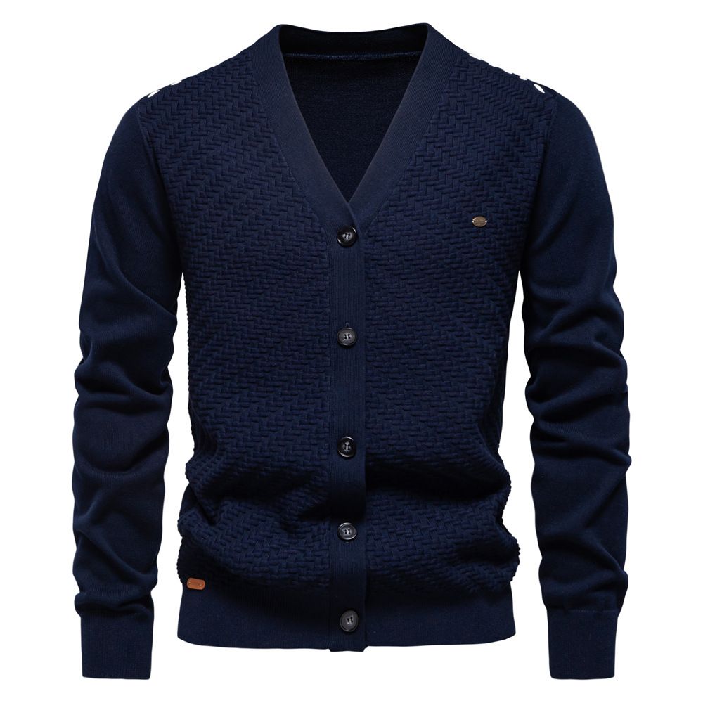 autumn and winter new men's V-neck knitted sweater jacket cardigan slim fit trendy men's sweater jacket  Coats